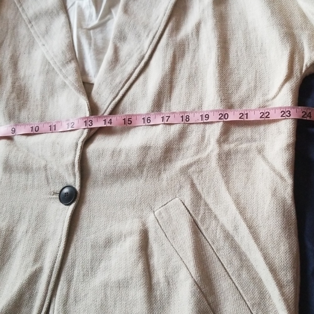 ZARA LINEN RUSTIC SAND CREAM OVERSIZED BLAZER - Picture 8 of 8